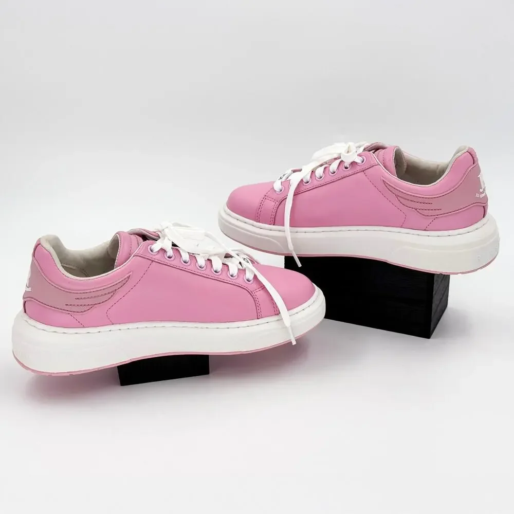 John Richmond JRCH Pink Dragon Print Leather Low Top Sneakers Women’s